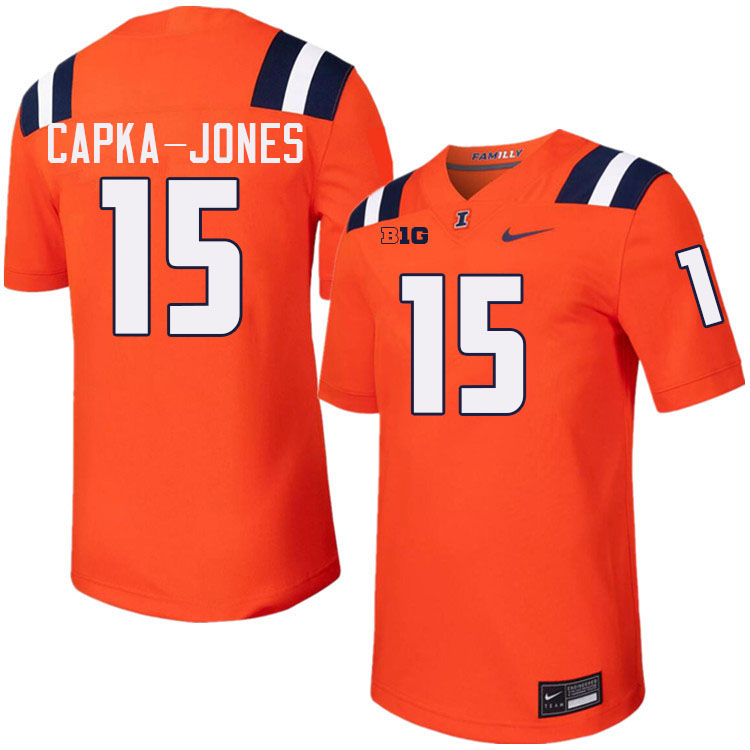 Men #15 Alexander Capka-Jones Illinois Fighting Illini College Football Jerseys Stitched-Orange